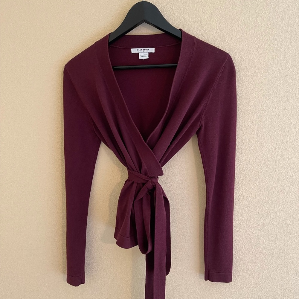 Glamorous purple wrap sweater